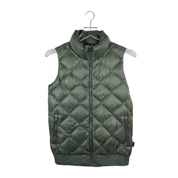 Patagonia Prow Quilted Down Puffer Vest Fatigue‎ Green Bomber XS - Picture 1 of 6